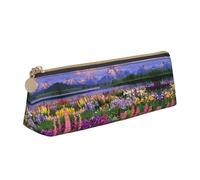 WXWJSHMGC Beautiful Flowers Mountain Print Leather Pencil Case,Fountain Pen Case,Personalised Portable Big Capacity Study Pencil Case for Secondary School Girls Boys