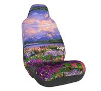 WXWJSHMGC Beautiful Flowers Mountain Print Universal Auto Car Front Seat Covers Bucket Seats Auto Interior Accessories Protector Fit For Most Car(1pcs)