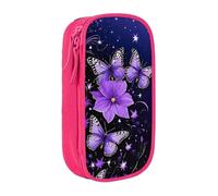 WXWJSHMGC Beautiful Glowing Butterfly Print Large Capacity Double Layer Pencil Case with Zipper â€“ Durable Fabric School Pouch for Pens,â€“ Ideal for Students