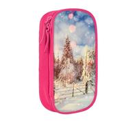 WXWJSHMGC Beautiful Landscape Trees Snow Flakes Print Large Capacity Double Layer Pencil Case with Zipper â€“ Durable Fabric School Pouch for Pens,â€“ Ideal for Students