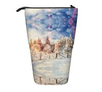 WXWJSHMGC Beautiful Landscape Trees Snow Flakes Print Pencil Telescopic Case Versatile Storage Bag,Office, and Adult Storage Box Gifts