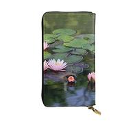 WXWJSHMGC Beautiful Lotus Flower Print Fashion Long Wallet Shopping Clutch Purse Pu Leather Handbags for Ladies,Men's Wallets