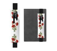 WXWJSHMGC Beautiful Poppy Flower Ink Print 2pcs Adjustable Elastic Band Pen Holder Pu Leather Pen Sleeve Pouch for Hardcover Journals, Notebooks for Back to School Gift