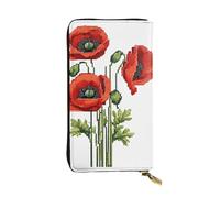 WXWJSHMGC Beautiful Poppy Flower Ink Print Fashion Long Wallet Shopping Clutch Purse Pu Leather Handbags for Ladies,Men's Wallets