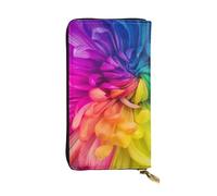 WXWJSHMGC Beautiful Rainbow Flowers Chrysanthemums Print Fashion Long Wallet Shopping Clutch Purse Pu Leather Handbags for Ladies,Men's Wallets
