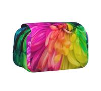 WXWJSHMGC Beautiful Rainbow Flowers Chrysanthemums Print Pen Case Bag - Portable Double Layer Storage Pencil Bag for Child, Girls, Boys and Adults