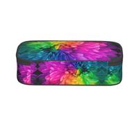 WXWJSHMGC Beautiful Rainbow Flowers Chrysanthemums Print Pencil Case - Cute Pencil Case with Zip Closure Large Pencil Box for Student
