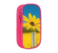WXWJSHMGC Beautiful Sunflower Print Large Capacity Double Layer Pencil Case with Zipper â€“ Durable Fabric School Pouch for Pens,â€“ Ideal for Students