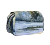 WXWJSHMGC Beautiful Winter Print Pen Case Bag - Portable Double Layer Storage Pencil Bag for Child, Girls, Boys and Adults