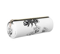 WXWJSHMGC Bee Love Print Leather Pencil Case Zipper Pen Makeup Cosmetic Holder Pouch Stationery Bag for School, Work, Office