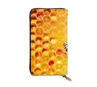 WXWJSHMGC Bee On Honeycomb Print Fashion Long Wallet Shopping Clutch Purse Pu Leather Handbags for Ladies,Men's Wallets