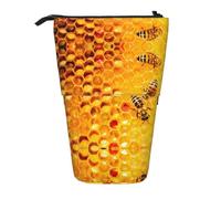 WXWJSHMGC Bee On Honeycomb Print Pencil Telescopic Case Versatile Storage Bag,Office, and Adult Storage Box Gifts
