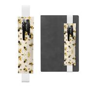 WXWJSHMGC Bee Print 2pcs Adjustable Elastic Band Pen Holder Pu Leather Pen Sleeve Pouch for Hardcover Journals, Notebooks for Back to School Gift