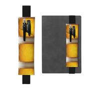 WXWJSHMGC Beer Foam Print 2pcs Adjustable Elastic Band Pen Holder Pu Leather Pen Sleeve Pouch for Hardcover Journals, Notebooks for Back to School Gift