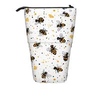 WXWJSHMGC Bees and Honey Print Pencil Telescopic Case Versatile Storage Bag,Office, and Adult Storage Box Gifts