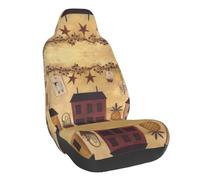 WXWJSHMGC Beige Brown House And Fruit Print Universal Auto Car Front Seat Covers Bucket Seats Auto Interior Accessories Protector Fit For Most Car(1pcs)
