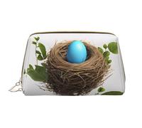 WXWJSHMGC Birds Nest Print Makeup Bag Portable Leather Waterproof Cosmetic Bag Clutch Makeup Brush Bag (6.7x4.3in)