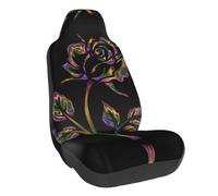 WXWJSHMGC Black And Gold Flowers Print Universal Auto Car Front Seat Covers Bucket Seats Auto Interior Accessories Protector Fit For Most Car(1pcs)