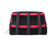 WXWJSHMGC Black and Red Striped Print Makeup Bag Portable Leather Waterproof Cosmetic Bag Clutch Makeup Brush Bag (6.7x4.3in)