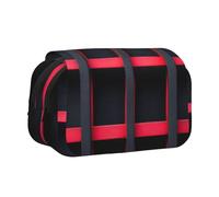 WXWJSHMGC Black and Red Striped Print Pen Case Bag - Portable Double Layer Storage Pencil Bag for Child, Girls, Boys and Adults