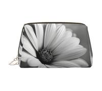 WXWJSHMGC Black and White Daisy Print Makeup Bag Portable Leather Waterproof Cosmetic Bag Clutch Makeup Brush Bag (6.7x4.3in)