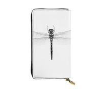 WXWJSHMGC Black and White Dragonfly Print Fashion Long Wallet Shopping Clutch Purse Pu Leather Handbags for Ladies,Men's Wallets