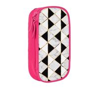 WXWJSHMGC Black and White Marble Texture Print Large Capacity Double Layer Pencil Case with Zipper - Durable Fabric School Pouch for Pens,- Ideal for Students