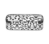 WXWJSHMGC Black Dogs Dachshund Dog Print Pencil Case - Cute Pencil Case with Zip Closure Large Pencil Box for Student