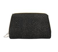WXWJSHMGC Black Leopard Pattern Print Makeup Bag Portable Leather Waterproof Cosmetic Bag Clutch Makeup Brush Bag (6.7x4.3in)