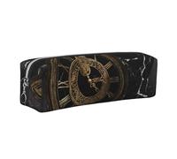 WXWJSHMGC Black Marble Print Leather Pencil Case Simple,with Metallic Zipper Pocket,Storage Pouch for Girls Boys Student College Middle School