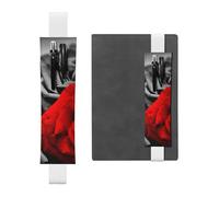 WXWJSHMGC Black White and Red Roses Print 2pcs Adjustable Elastic Band Pen Holder Pu Leather Pen Sleeve Pouch for Hardcover Journals, Notebooks for Back to School Gift
