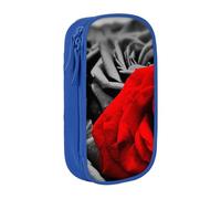 WXWJSHMGC Black White and Red Roses Print Large Capacity Double Layer Pencil Case with Zipper - Durable Fabric School Pouch for Pens,- Ideal for Students