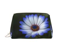 WXWJSHMGC Blue and White Daisy Print Makeup Bag Portable Leather Waterproof Cosmetic Bag Clutch Makeup Brush Bag (6.7x4.3in)