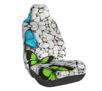 WXWJSHMGC Blue Butterfly Green Butterfly And Stone Print Universal Auto Car Front Seat Covers Bucket Seats Auto Interior Accessories Protector Fit For Most Car(1pcs)