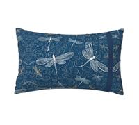 WXWJSHMGC Blue Dragonfly Print Cushion Cover Linen Fabric For Couch Bed Sofa Car Waist Throw Pillow Cover 12 X 20 Inch Pillow Case 30 X 50 Cm