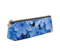 WXWJSHMGC Blue Flowers Print Leather Pencil Case,Fountain Pen Case,Personalised Portable Big Capacity Study Pencil Case for Secondary School Girls Boys