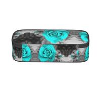 WXWJSHMGC Blue Rose Print Pencil Case - Cute Pencil Case with Zip Closure Large Pencil Box for Student