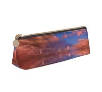 WXWJSHMGC Boat & Cloud Print Leather Pencil Case,Fountain Pen Case,Personalised Portable Big Capacity Study Pencil Case for Secondary School Girls Boys