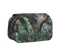 WXWJSHMGC Buck On The Grass Print Pen Case Bag - Portable Double Layer Storage Pencil Bag for Child, Girls, Boys and Adults