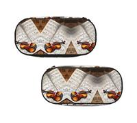 WXWJSHMGC Butterfly and Cello Print Pencil Bag Large Pouch Bag with 3 Compartments Pen Case Card Coin Holder for Boys Girls School Stationery