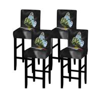 WXWJSHMGC Butterfly Ladybug Flower Print Bar Stool Covers Stretch Counter Height Chairs Covers