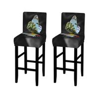WXWJSHMGC Butterfly Ladybug Flower Print Bar Stool Covers Stretch Counter Height Chairs Covers