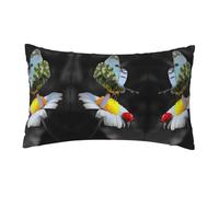 WXWJSHMGC Butterfly Ladybug Flower Print Cushion Cover Linen Fabric For Couch Bed Sofa Car Waist Throw Pillow Cover 12 X 20 Inch Pillow Case 30 X 50 Cm