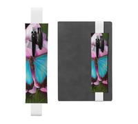 WXWJSHMGC Butterfly On Pink Flower Print 2pcs Adjustable Elastic Band Pen Holder Pu Leather Pen Sleeve Pouch for Hardcover Journals, Notebooks for Back to School Gift