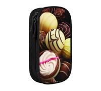 WXWJSHMGC Candy Image Print Large Capacity Double Layer Pencil Case with Zipper - Durable Fabric School Pouch for Pens,- Ideal for Students