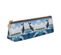WXWJSHMGC Cart Blue Mermaid Print Leather Pencil Case,Fountain Pen Case,Personalised Portable Big Capacity Study Pencil Case for Secondary School Girls Boys