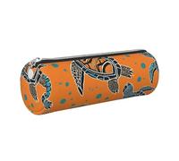 WXWJSHMGC Cartoon Sea Turtle Print Leather Pencil Case Zipper Pen Makeup Cosmetic Holder Pouch Stationery Bag for School, Work, Office