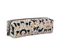 WXWJSHMGC Cattle Farm Sanctuary Print Leather Pencil Case Simple,with Metallic Zipper Pocket,Storage Pouch for Girls Boys Student College Middle School