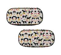 WXWJSHMGC Cattle Farm Sanctuary Print Pencil Bag Large Pouch Bag with 3 Compartments Pen Case Card Coin Holder for Boys Girls School Stationery