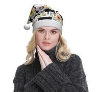 WXWJSHMGC Cattle Farm Sanctuary Print Plush Christmas Hat Unisex Xmas Holiday Hat For Christmas New Year Festive Holiday Partyï¼ˆ2pcs
